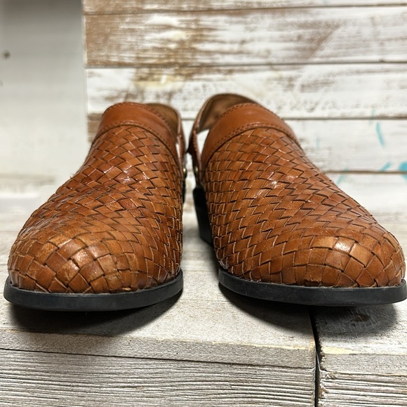 Ariat euc brown woven leather slip back convertible slip on mule clogs booties - Picture 6 of 12
